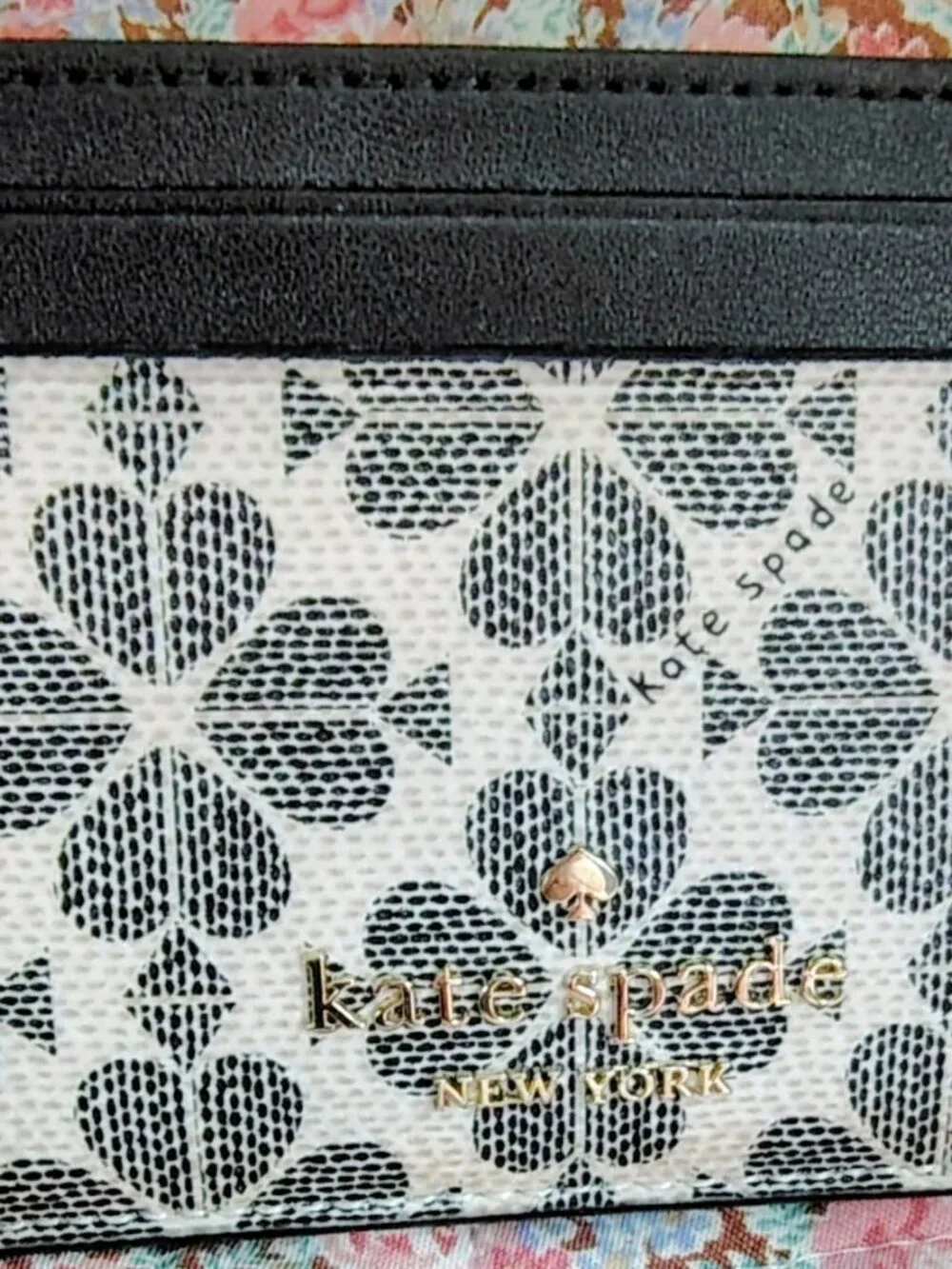 Kate Spade Signature Spade Flower Small Slim Card Holder Black NWOT $89